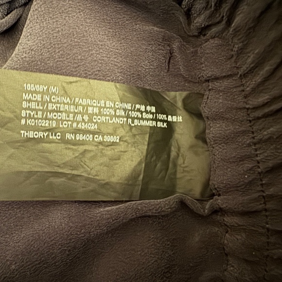 Theory Cordlandt Dark Navy 100% Silk Elastic/Drawstring Pants M - NWT - Picture 4 of 4